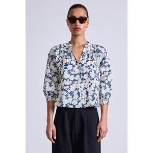 Apiece Apart Messina Slight Puff Sleeve Top in Alina Floral Cream XS